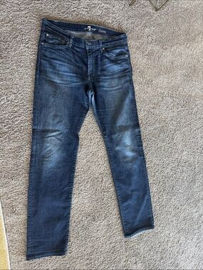 7 For All Mankind Men's Washed Blue Skinny Jeans